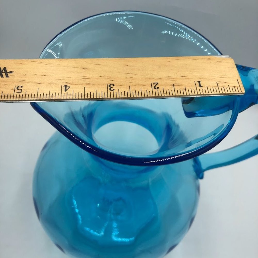 Blue Glass Pitcher Handblown Beverage Entertaining Drinkware Serveware - Picture 14 of 14